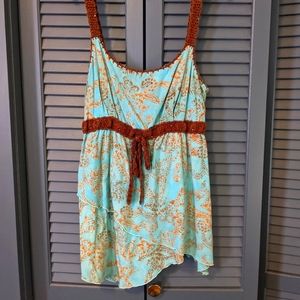Bohemian Turquoise flowy top
